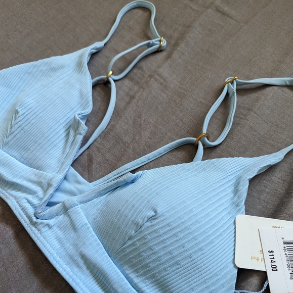 L*Space Siren Top Court Bottoms Bikini Set Pointelle Ribbed Sky Blue - Picture 7 of 10